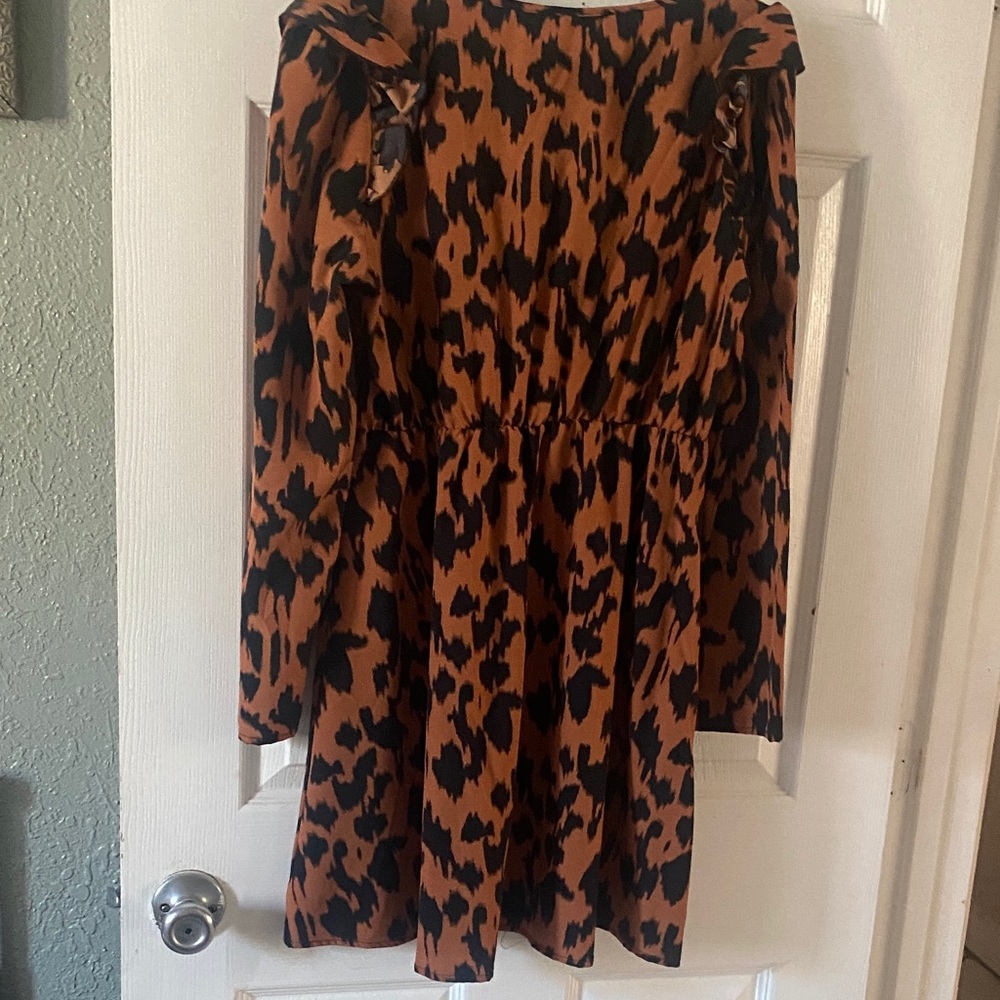 Leopard Print Long Sleeve Dress